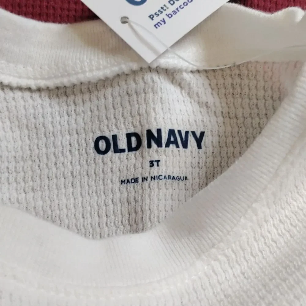 Old Navy shirt 3T bundle long sleeve waffle knit red white new cotton spring